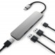 Satechi Slim Aluminum Type-C Multi-Port Adapter with USB-C Pass-Through, 4K HDMI, USB 3.0