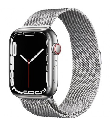Apple Watch Series 7 (Silver Stainless Steel, Silver Milanese Loop Band)