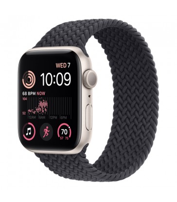 Apple Watch SE Starlight Aluminum Case with Braided Solo Loop