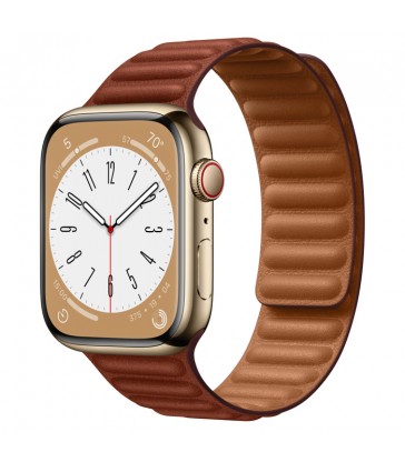 Apple Watch Series 8 Gold Stainless Steel Case with Leather Link