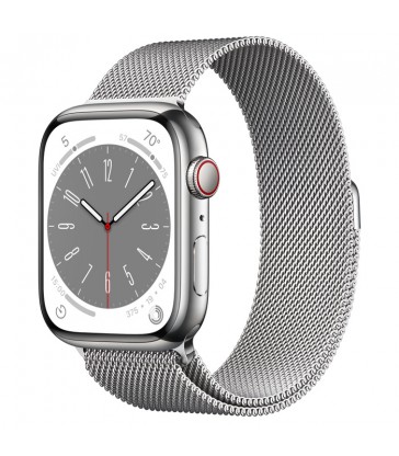 Apple Watch Series 8 Silver Stainless Steel Case with Milanese Loop