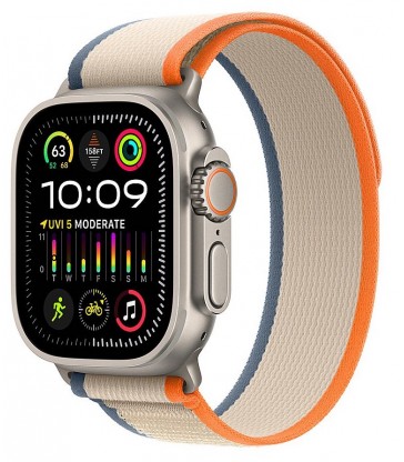 Apple Watch Ultra 2 (GPS + Cellular) Titanium Case with Orange/Beige Trail Loop - Titanium