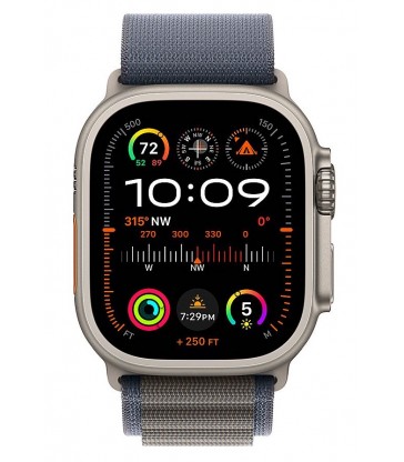 Apple Watch Ultra 2 (GPS + Cellular) Titanium Case with Blue Alpine Loop - Large - Titanium